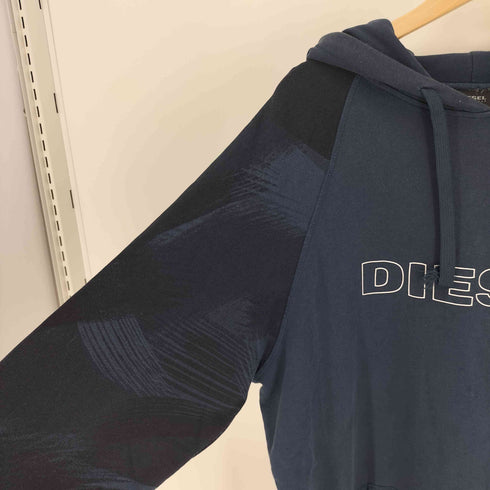ディーゼル DIESEL フロントロゴプリント ラグランスリーブ プルオーバー フーディ パーカー メンズ import:XXL
